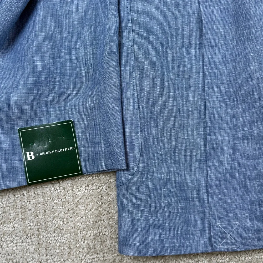 NEW Brooks Brothers Mens 42L Blue 100% Linen Two Button Sport Coat Blazer